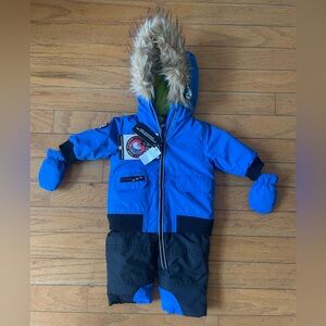 NWT Canada Weather Gear Blue and Black Infant Winter Snowsuit 6/9 Months